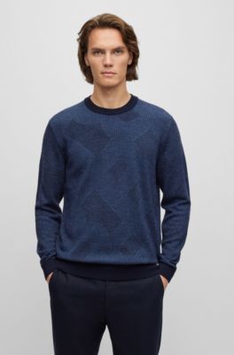 BOSS - Virgin-wool sweater with two-tone monogram jacquard