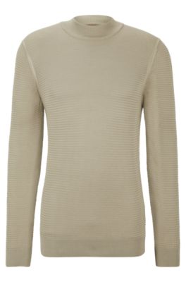 BOSS - Mock-neck sweater in knitted silk