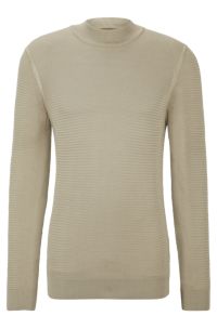 Men's Dark brown cotton and silk mock turtleneck pullover