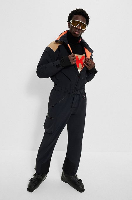 BOSS x Perfect Moment belted ski suit with branding, Black