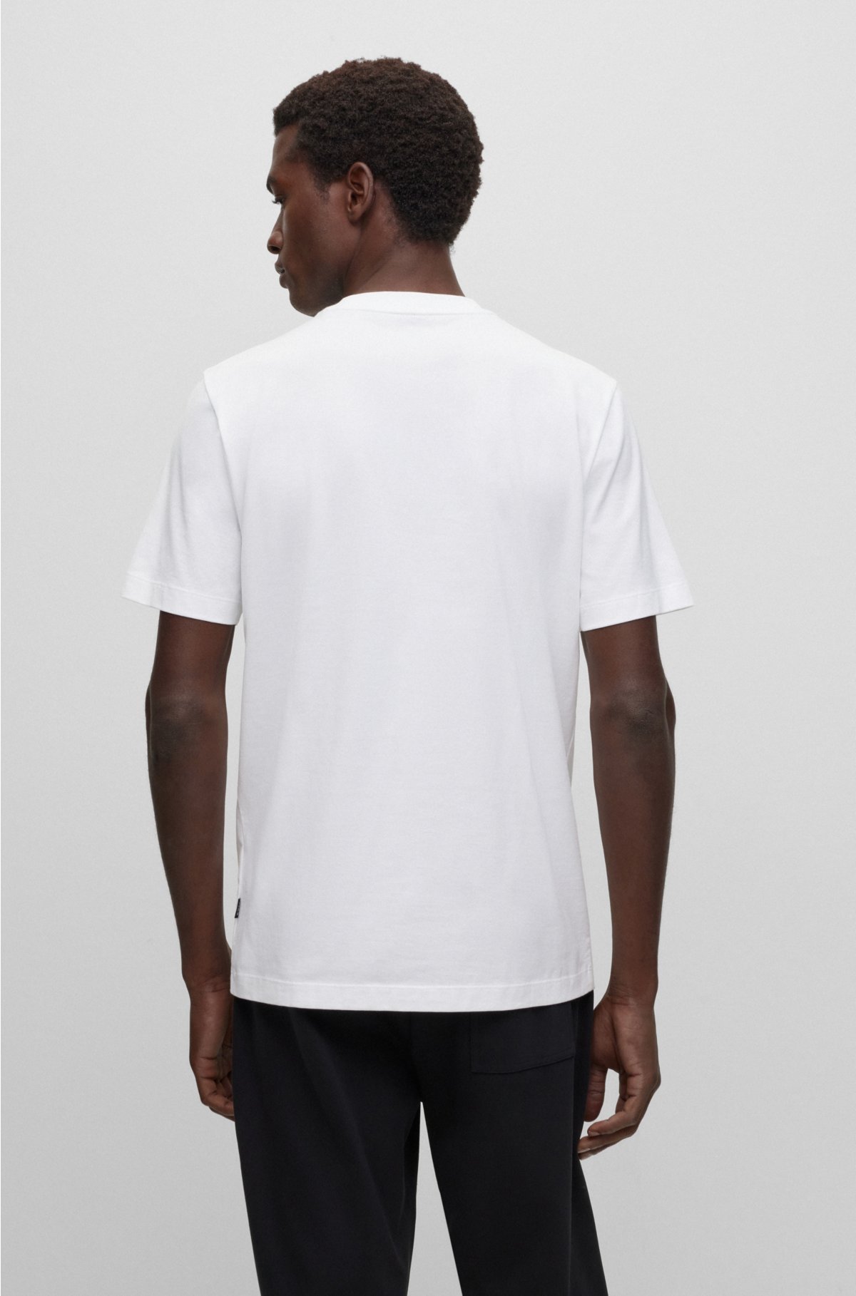 Cotton-jersey T-shirt with degradé logo, White