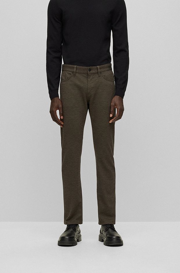 Slim-fit jeans in micro-patterned brushed stretch jersey, Light Green