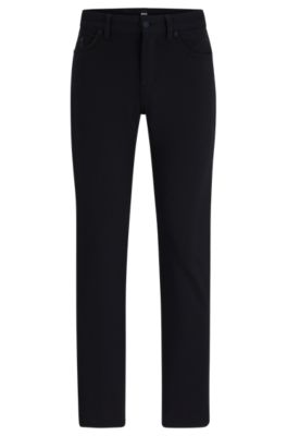 BOSS - Slim-fit jeans in micro-patterned brushed stretch jersey