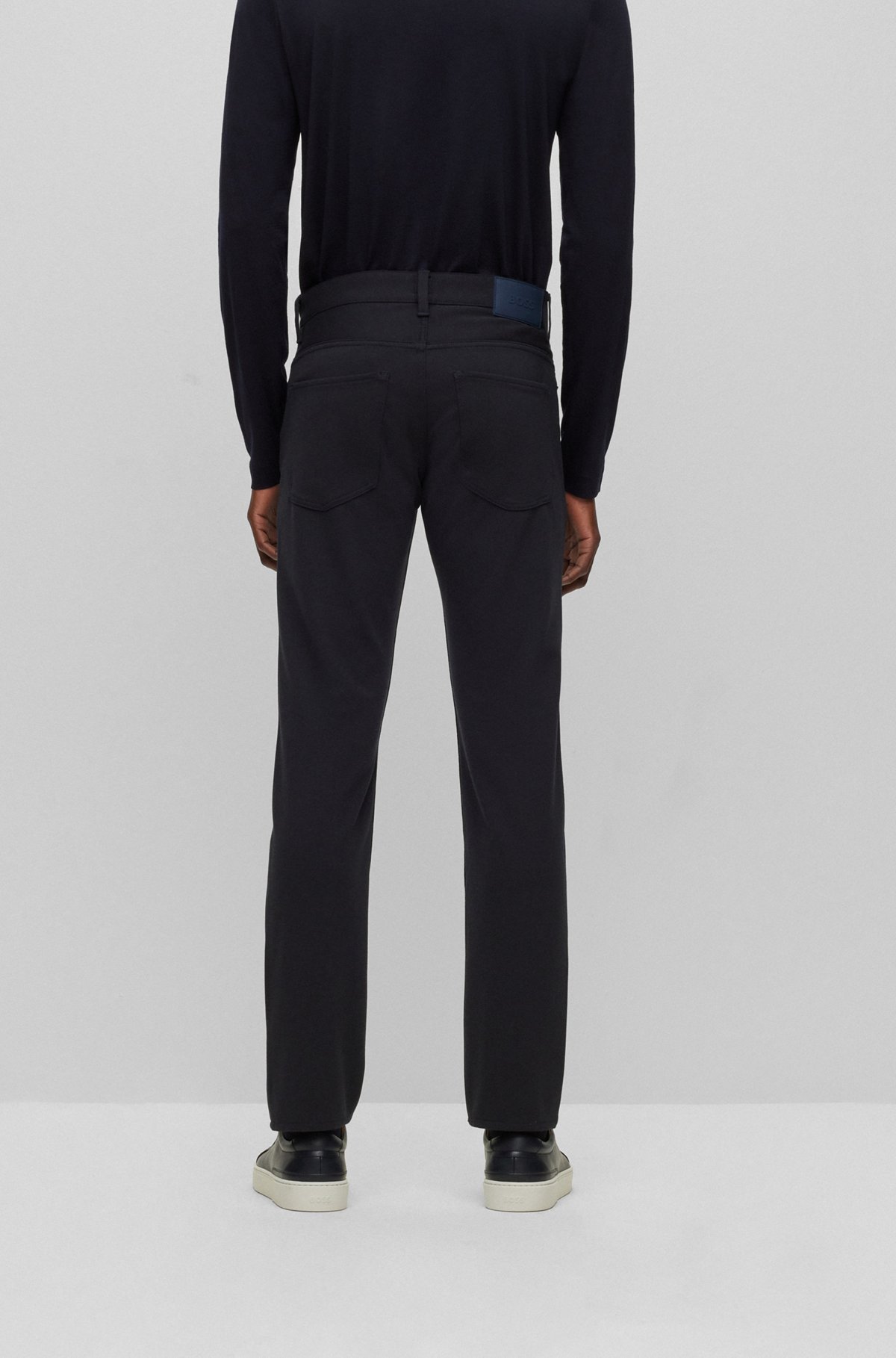 Slim-fit jeans in micro-patterned brushed stretch jersey, Dark Blue