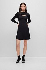 Fit-and-flare dress with cut-out detail, Black