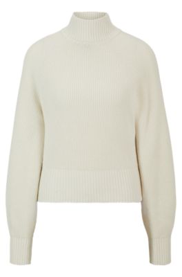 Hugo Rollneck Sweater With Logo Flag In White