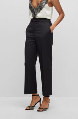 BOSS - Regular-fit tuxedo pants in wool-blend twill - Black
