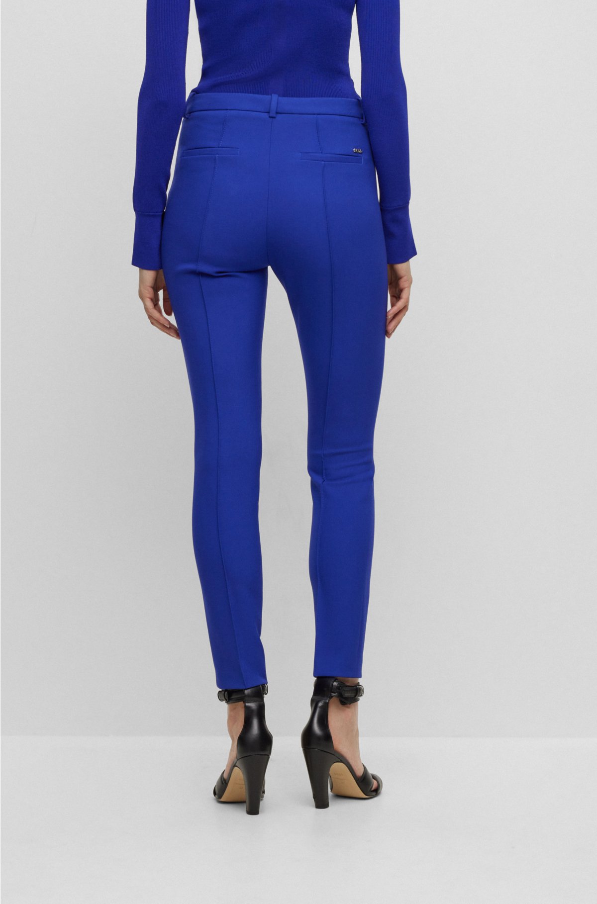 BOSS - Slim-fit pants in stretch fabric with pintuck pleats