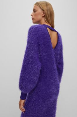 完売 Cut-Out Shoulder Knit Dress - plum