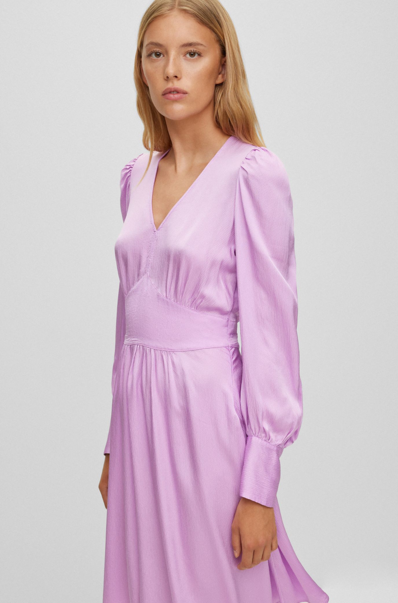 Pink silk long sleeve on sale dress