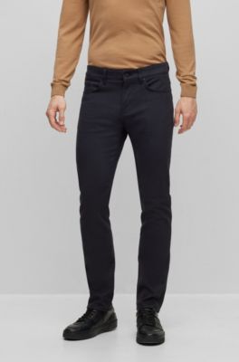 Hugo Boss Slim-fit Regular-rise Jeans In Structured Denim In Black