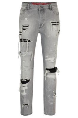 CROYEZ MULTI RIPPED JEANS - GREY – Croyez