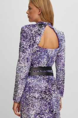 BOSS - Slim-fit dress with sequin embellishments and pleat front