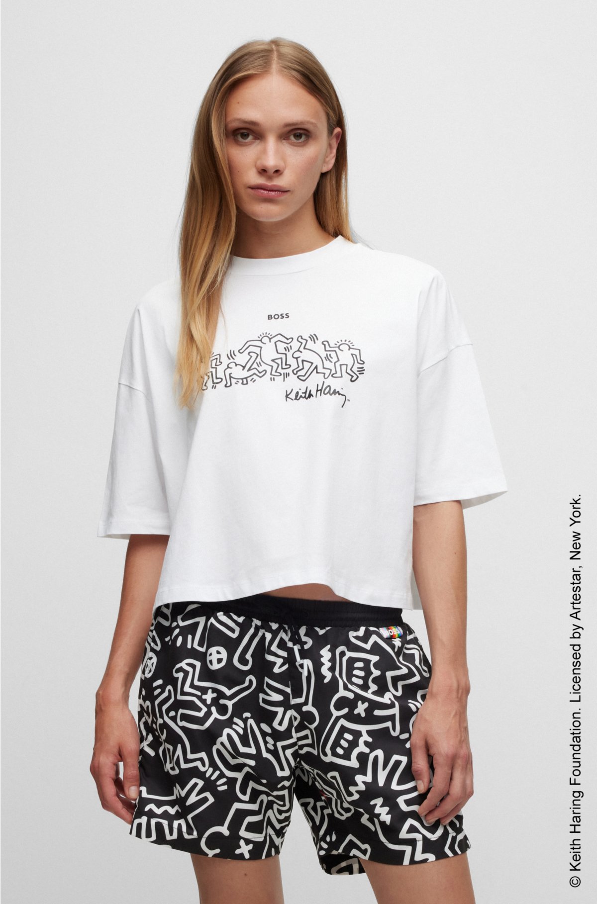 BOSS - BOSS x Keith Haring gender-neutral swim shorts in quick-drying ...