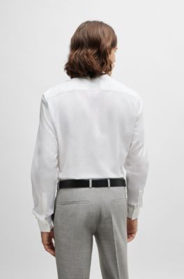 Camisa slim fit de algod&oacute;n con logo de nueva temporada en jacquard, Blanco