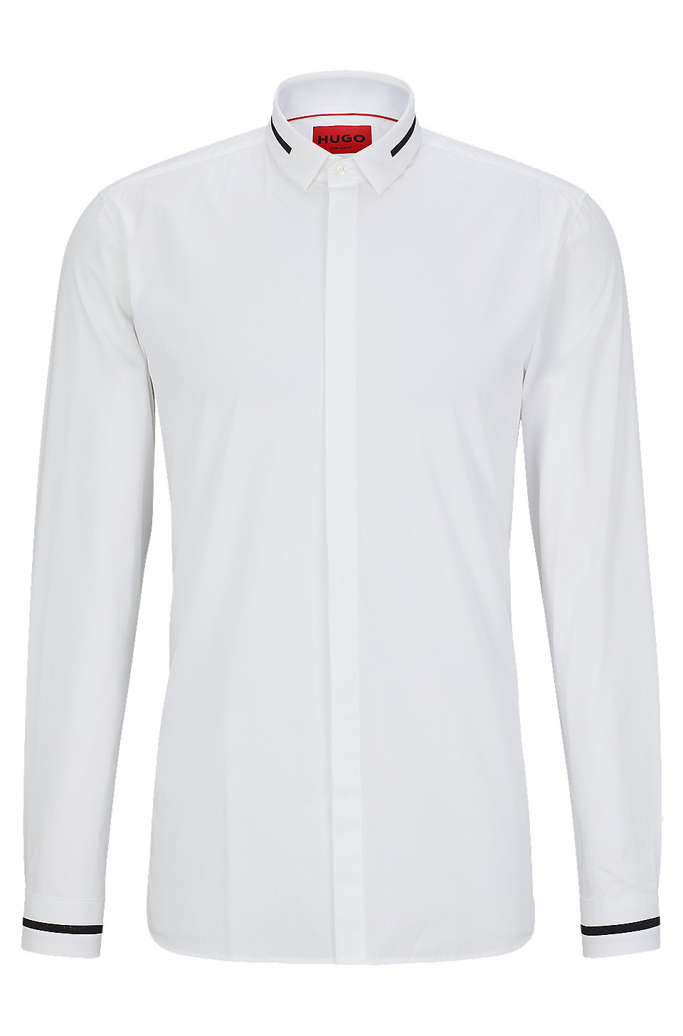 HUGO - Extra-slim-fit shirt in cotton with contrast inserts