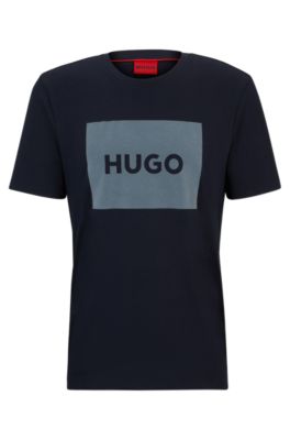 HUGO - Cotton-jersey T-shirt with metallic-effect logo