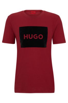 HUGO - Cotton-jersey T-shirt With Metallic-effect Logo