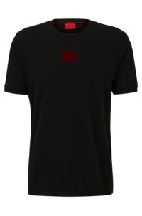 HUGO - Regular-fit T-shirt in cotton with flock-print logo