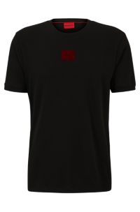 HUGO - Regular-fit T-shirt logo in cotton flock-print with