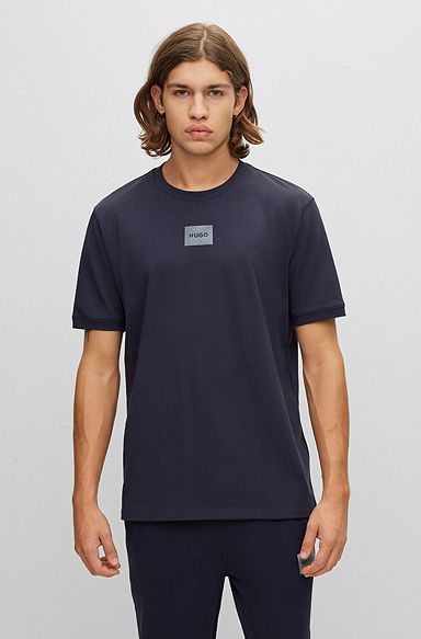 HUGO - Regular-fit in flock-print with cotton logo T-shirt