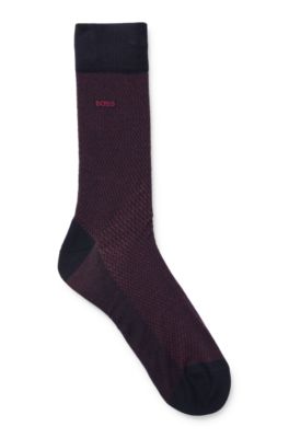 Hugo Boss Regular-length Socks With Pattern And Logo In Dark Blue