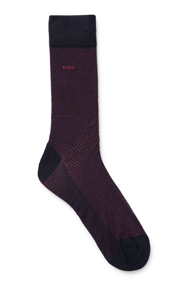 Regular-length socks with pattern and logo, Dark Blue