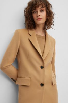 Pea Coat Slim Fit Wool Coat Womens Camel Overcoat Women Omoone