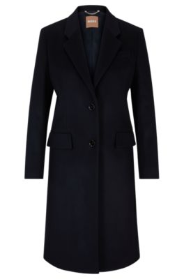 BOSS Slim fit coat in wool and cashmere Dark Blue