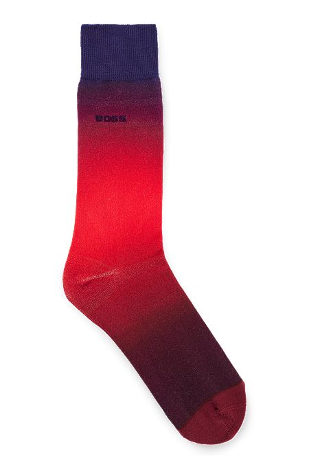 Regular-length socks with degradé print and logo, Patterned