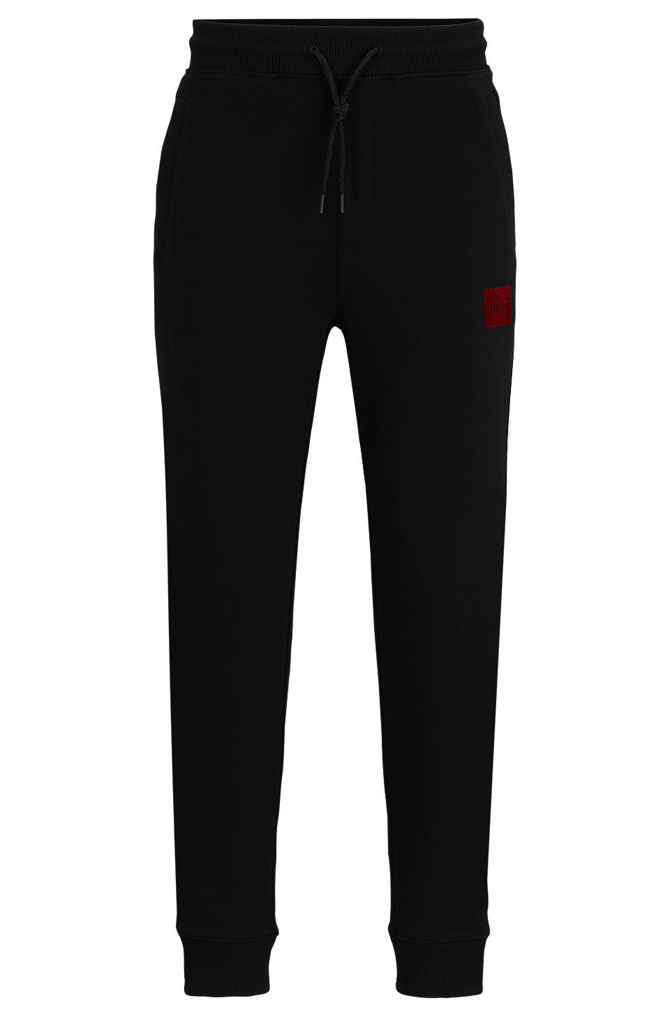 HUGO - Cotton-terry tracksuit bottoms with metallic-effect logo