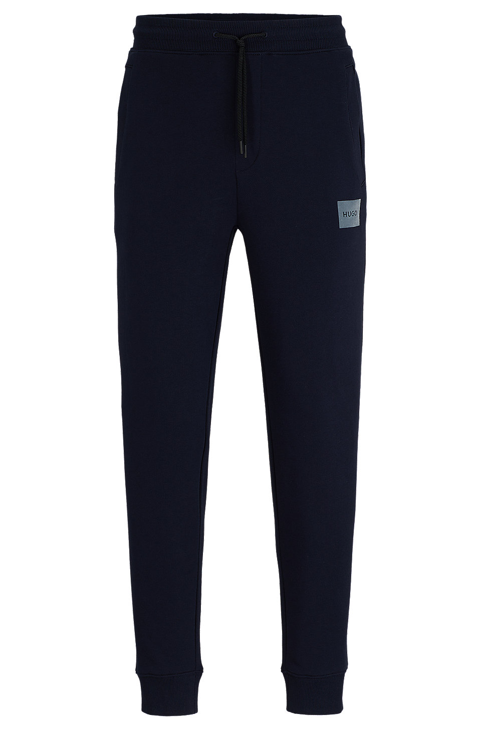 HUGO - Cotton-terry tracksuit bottoms with metallic-effect logo