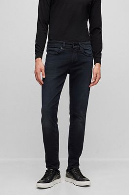 Slim-fit pants in melange stretch fabric