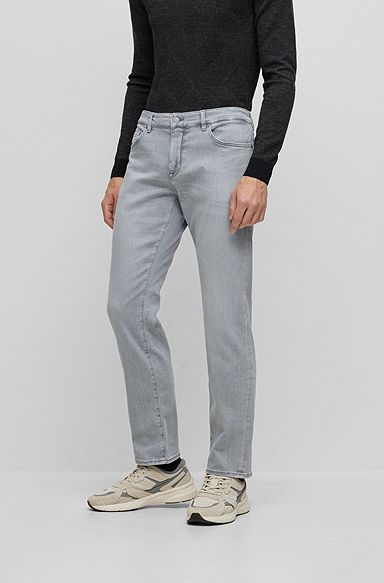 Regular-fit jeans in grey Italian denim, Silver