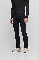 Slim-fit jeans in blue cozy-knit denim, Black