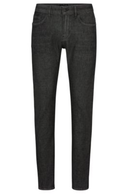 Hugo Boss Slim-fit Jeans In Black Performance-stretch Knitted Denim