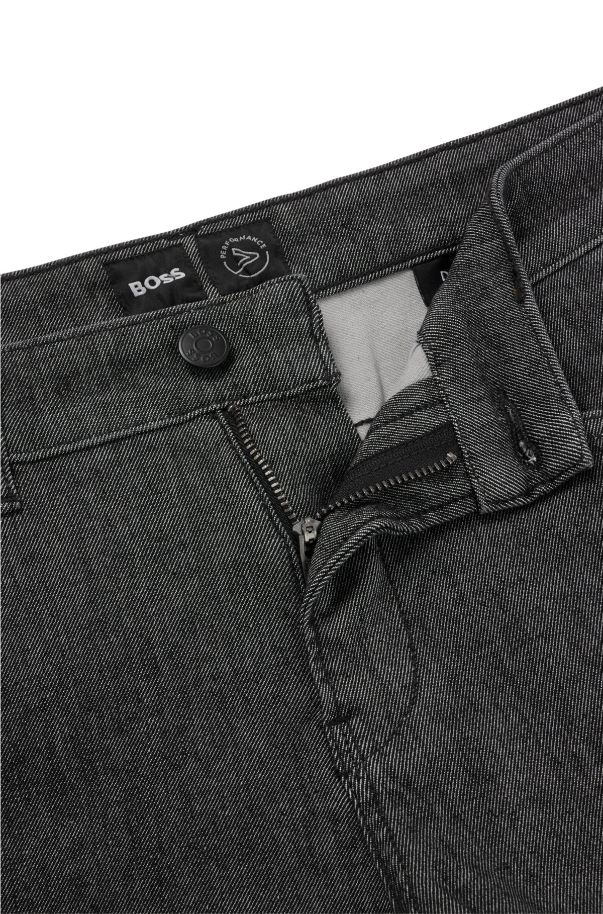 Slim-fit jeans in black performance-stretch knitted denim, Black