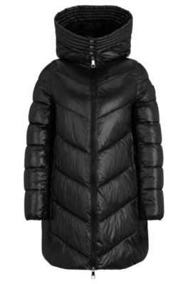 Hugo Boss Regular-fit Puffer Jacket In Water-repellent Gloss Fabric In Black