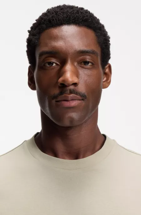 Cotton-jersey T-shirt with signature-stripe cuffs