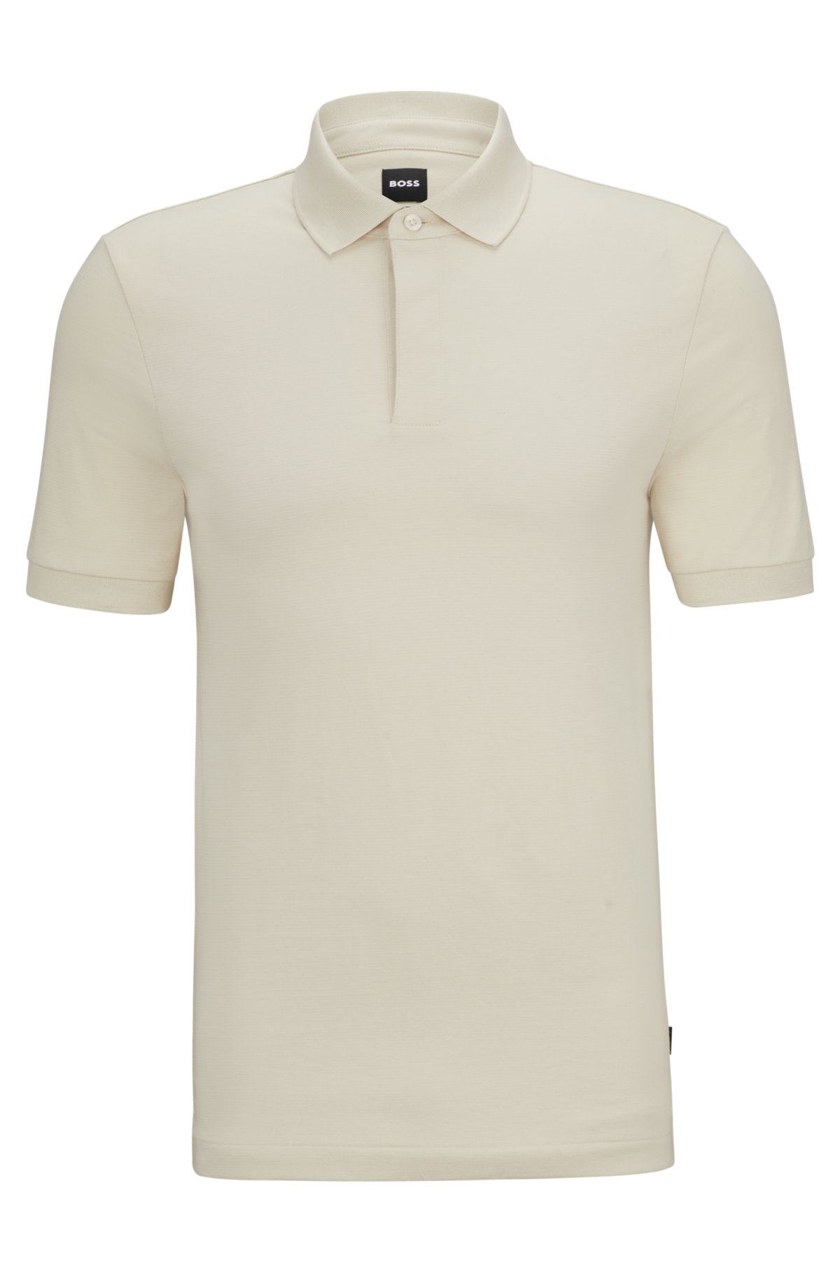 Slim-fit cotton-blend polo shirt with micro pattern, White
