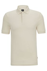 Slim-fit cotton-blend polo shirt with micro pattern, White