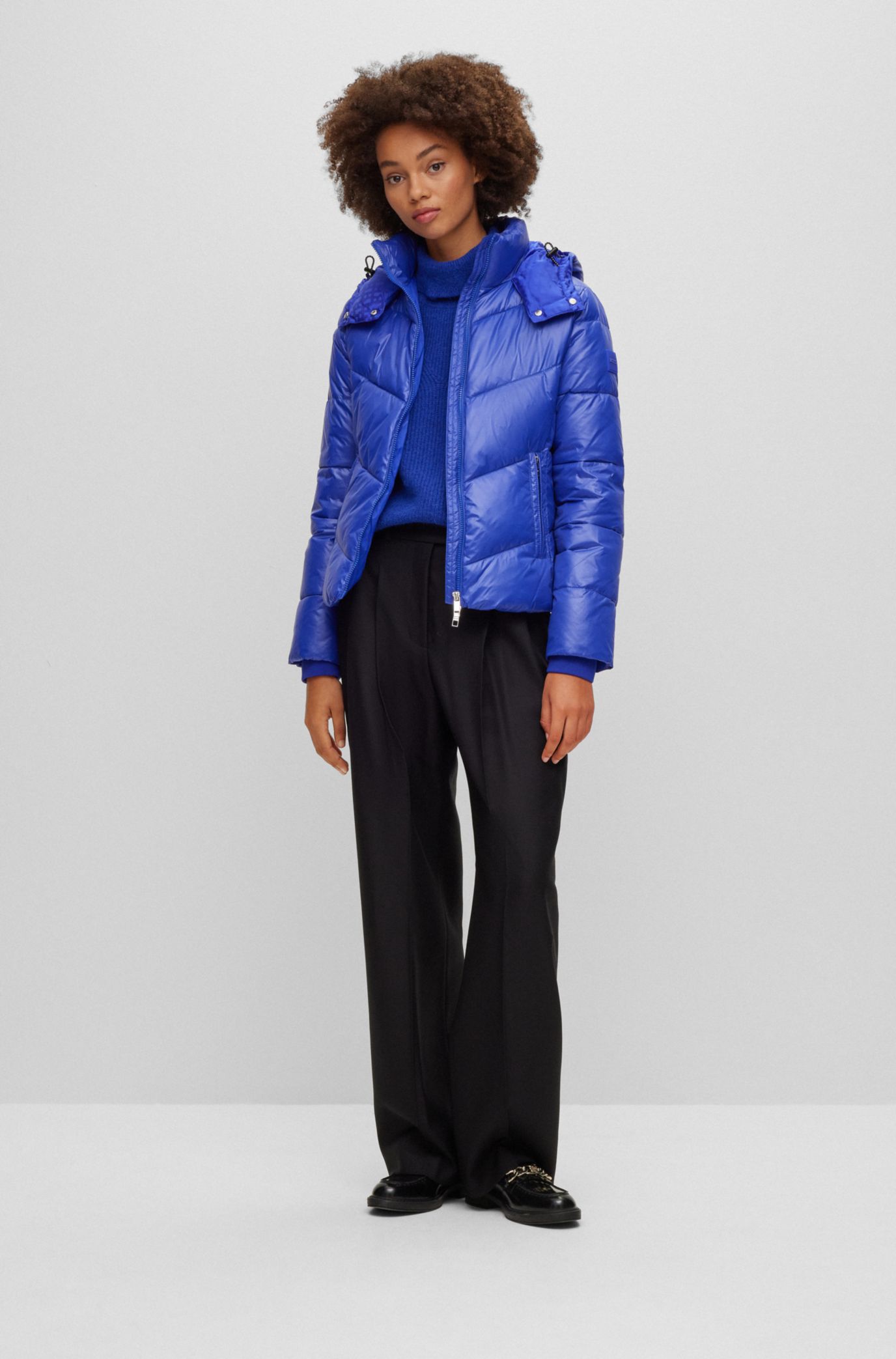 Gloss Puffer Jacket - Light Blue