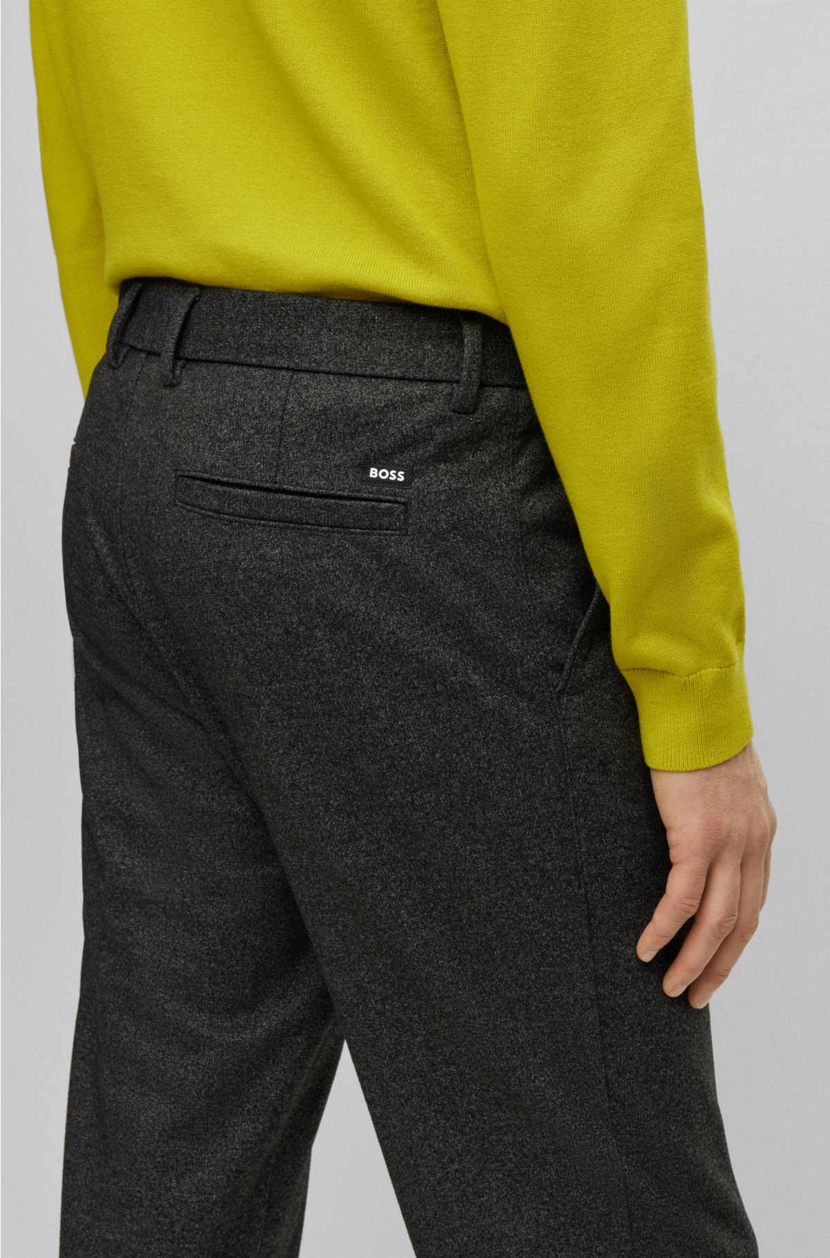 Regular-fit regular-rise trousers with tapered leg, Dark Grey