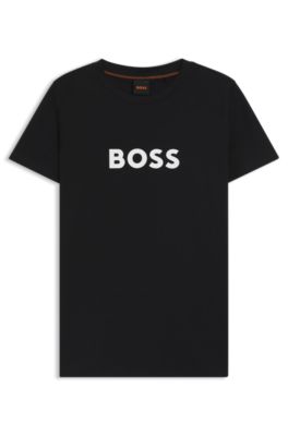 Contrast-logo T-shirt in cotton jersey, Black