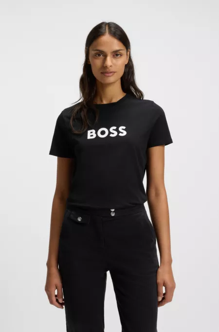 Contrast-logo T-shirt in cotton jersey