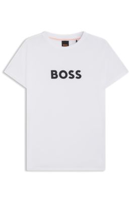 Camiseta de punto de algod&oacute;n con logotipo en contraste, Blanco