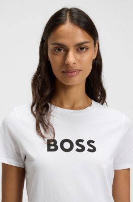 Contrast-logo T-shirt in cotton jersey, White