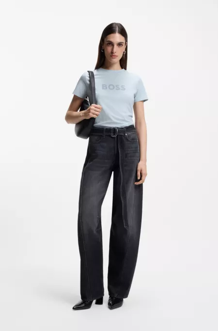 Contrast-logo T-shirt in cotton jersey