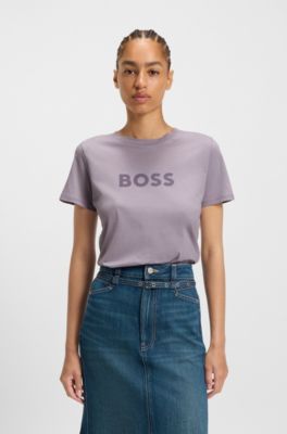 Contrast-logo T-shirt in cotton jersey, Light Purple