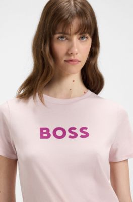 Contrast-logo T-shirt in cotton jersey, Pink